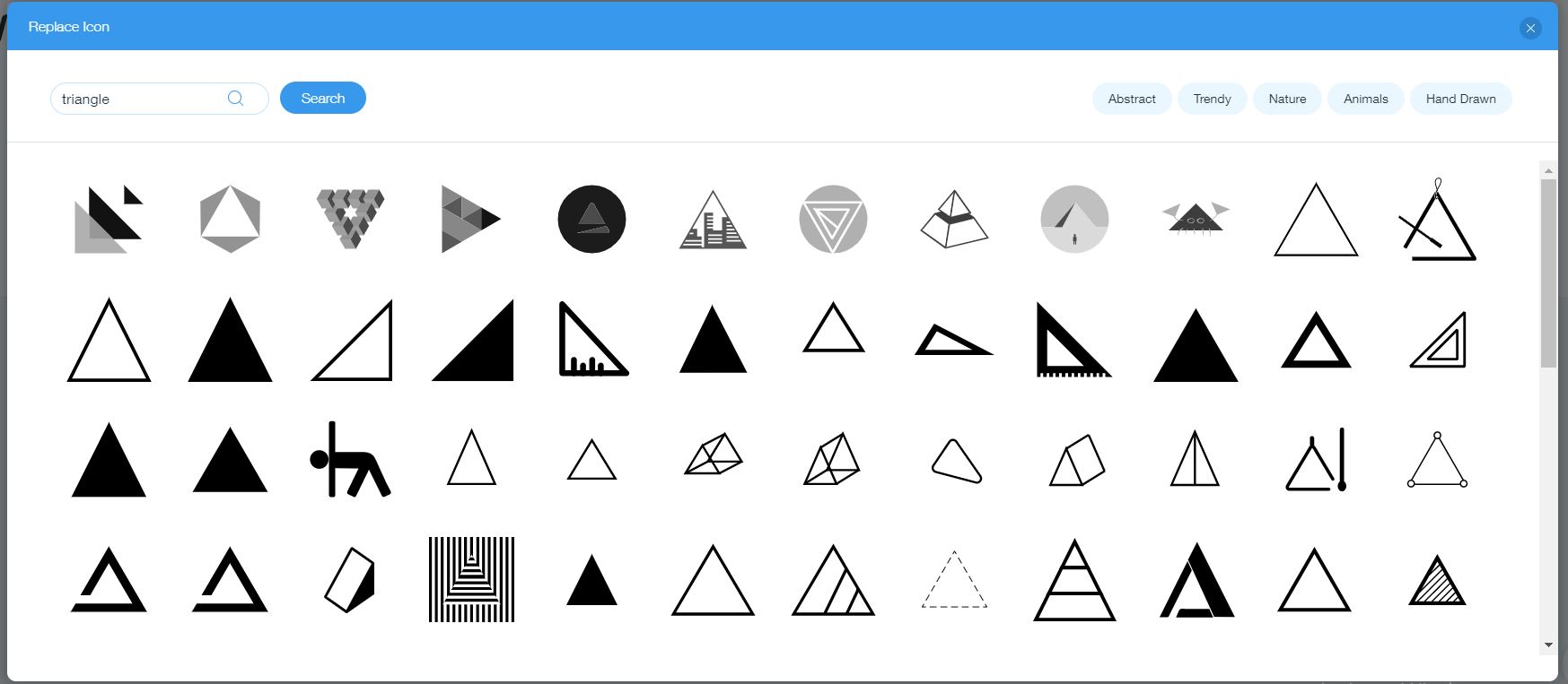 Wix Logo Maker screenshot - Triangle icons