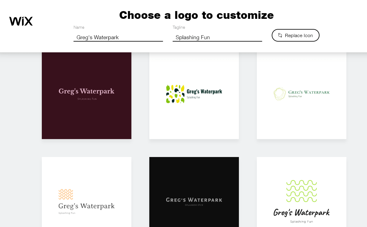 Wix Logo Maker screenshot - Choose a logo to customize