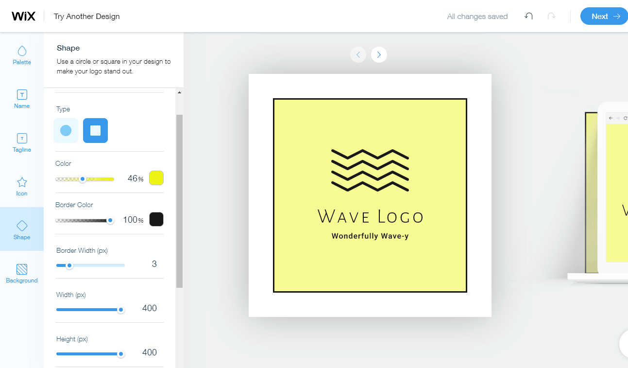 Wix Logo Maker screenshot - Wave logo editor