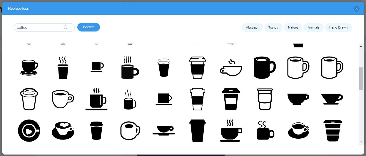 Wix Logo Maker screenshot - Coffee icons