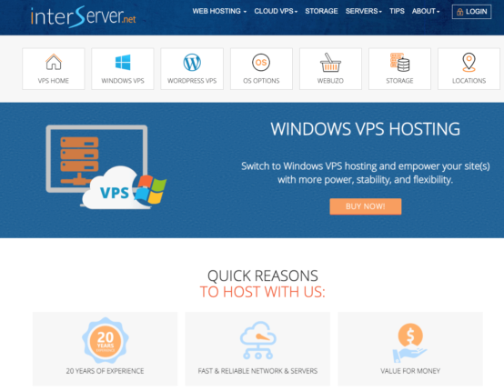 InterServer's Windows hosting plans