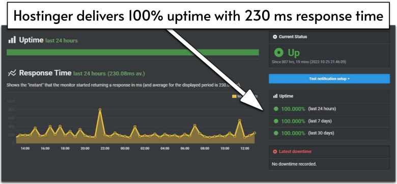 Hostinger UptimeRobot results