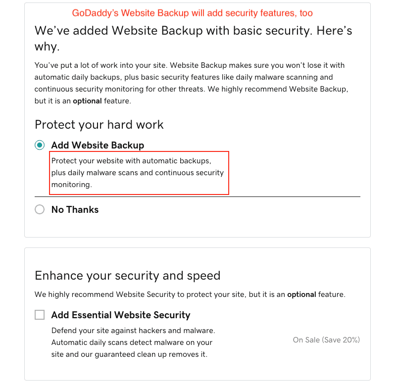 GoDaddy's Website Backup