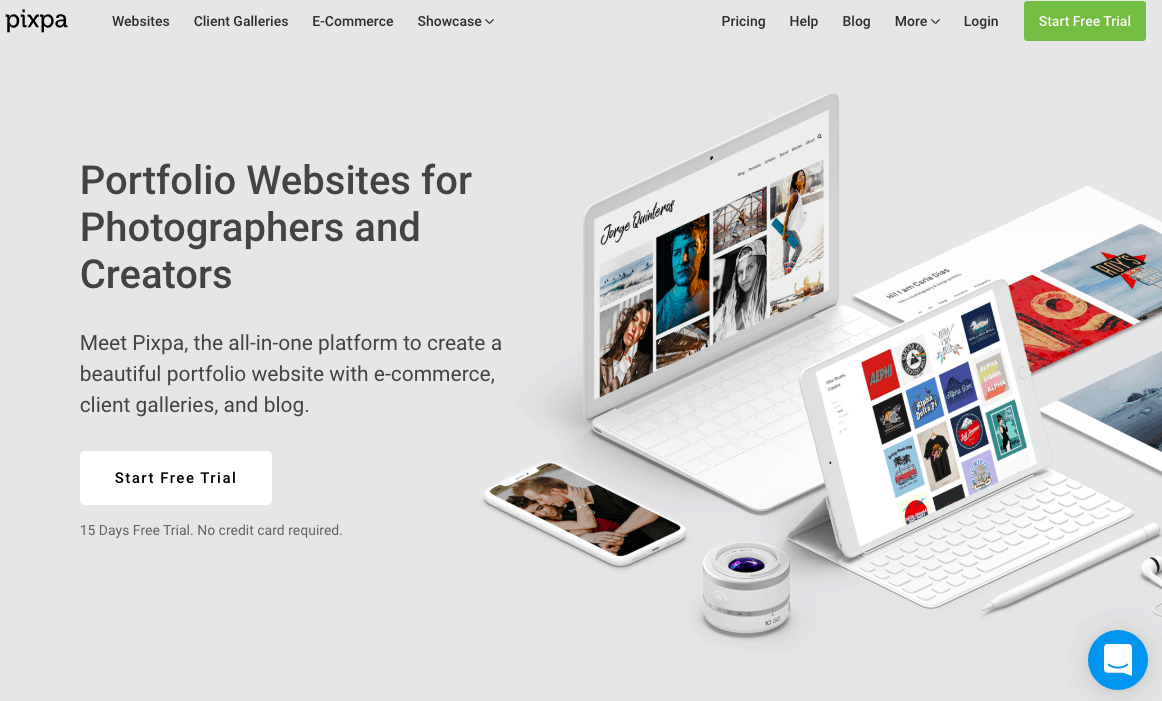 Homepage da Pixpa