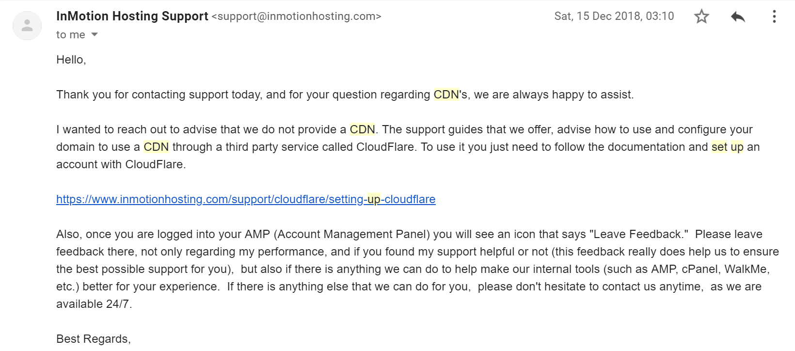 InMotion Hosting support email