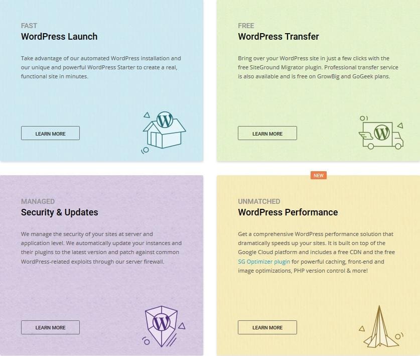 SiteGround - WordPress hosting options