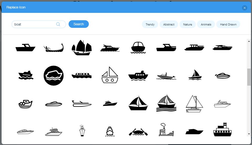 Wix Logo Maker screenshot - boat icons