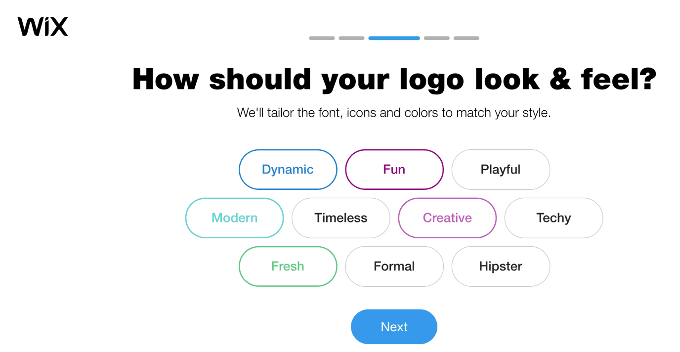 Wix Logo Maker screenshot - look & feel options