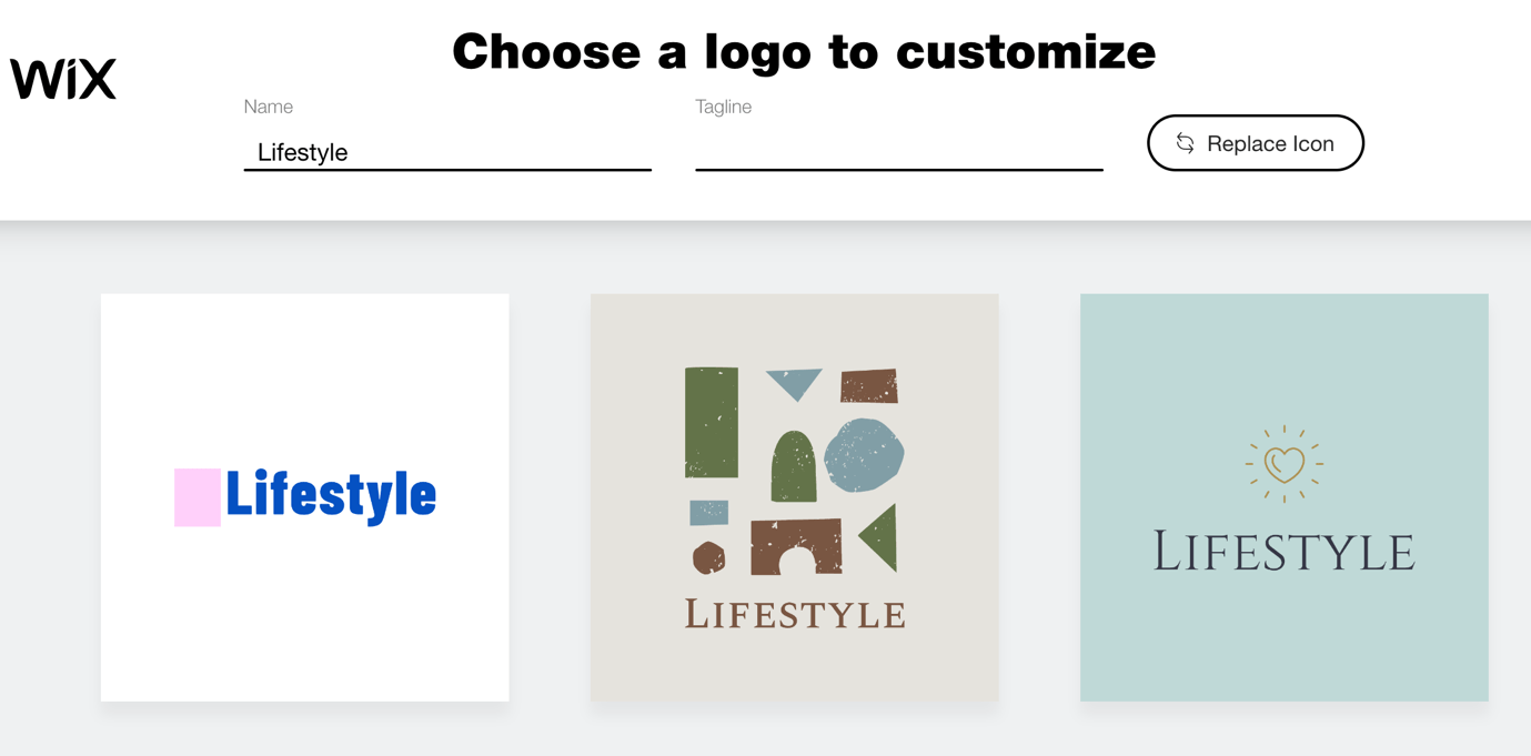 Wix Logo Maker screenshot - logo options