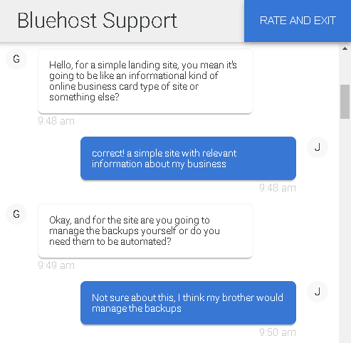 Bluehost chat support