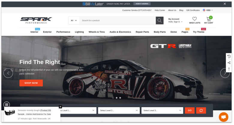 BigCommerce's car dealership template.