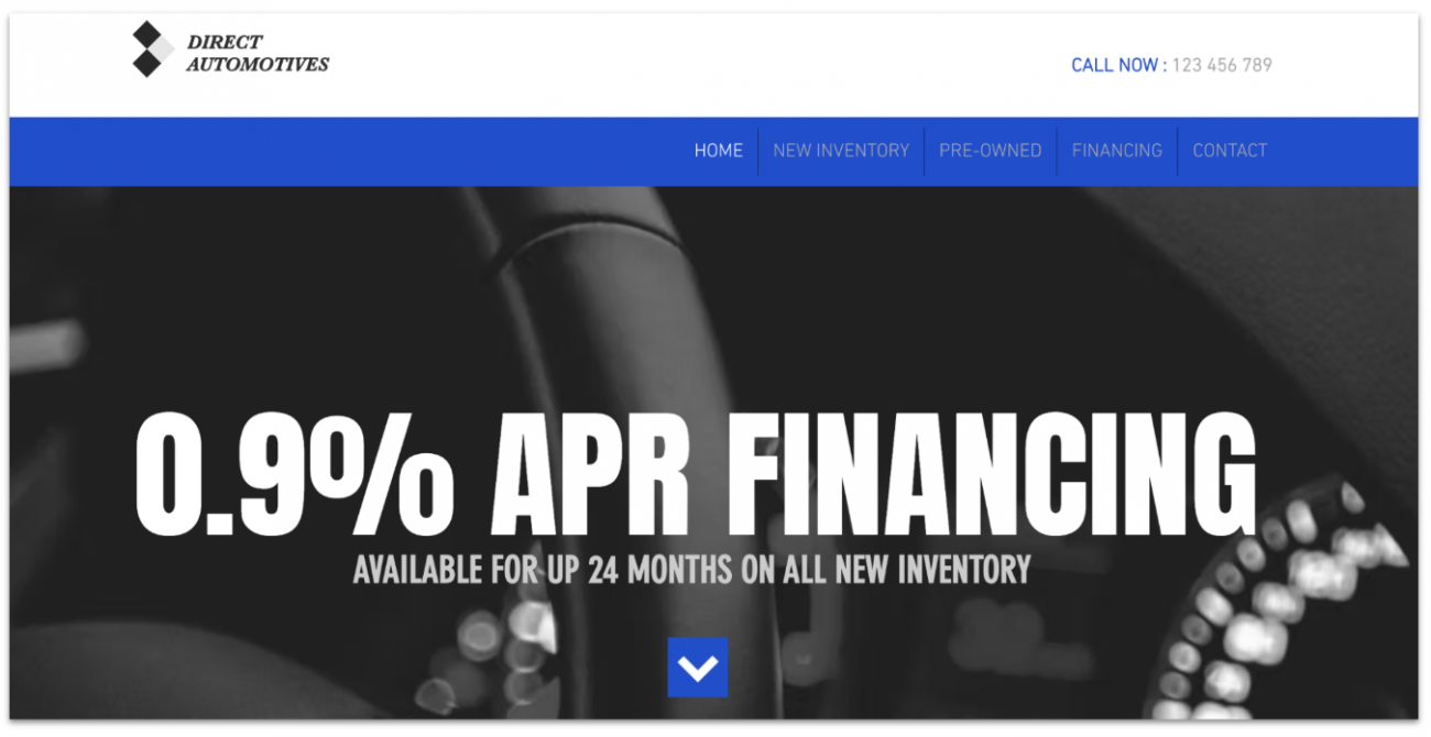 Wix's car dealership template