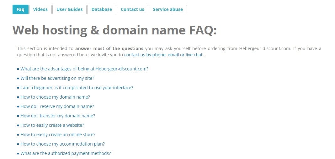 Hebergeur Discount FAQ