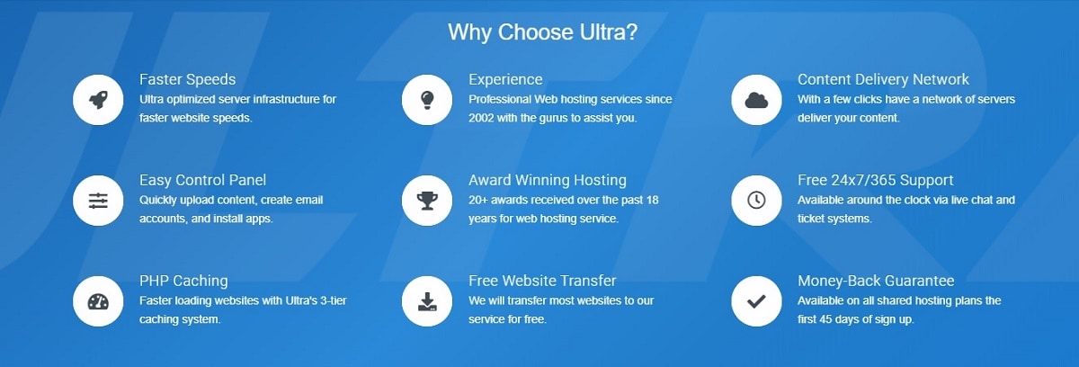 Ultra Web Hosting features