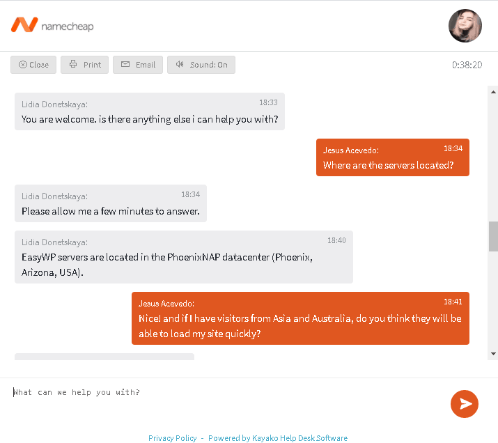 Namecheap - live chat 1