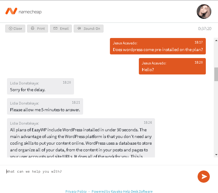 Namecheap - live chat 2