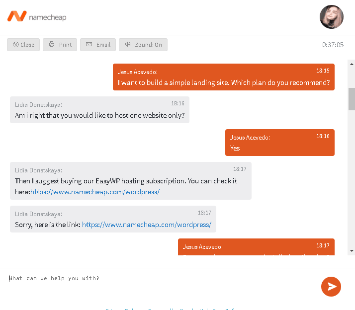 Namecheap - live chat 3