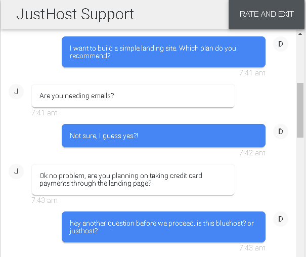 JustHost - live chat 2