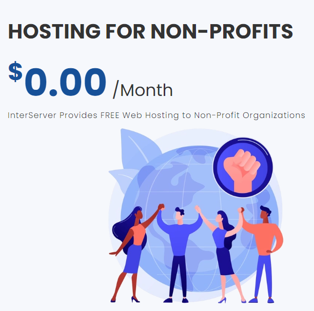 Description of InterServer's free web hosting offer for non-profits
