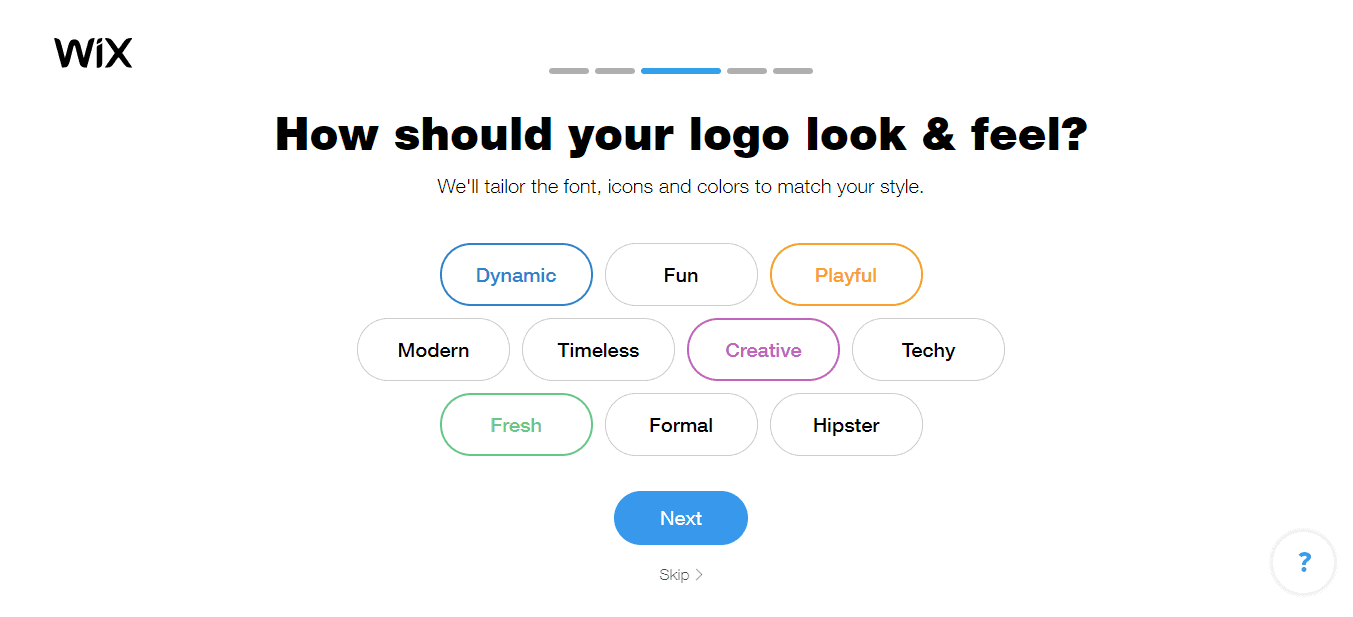 Wix Logo Maker screenshot - look & feel