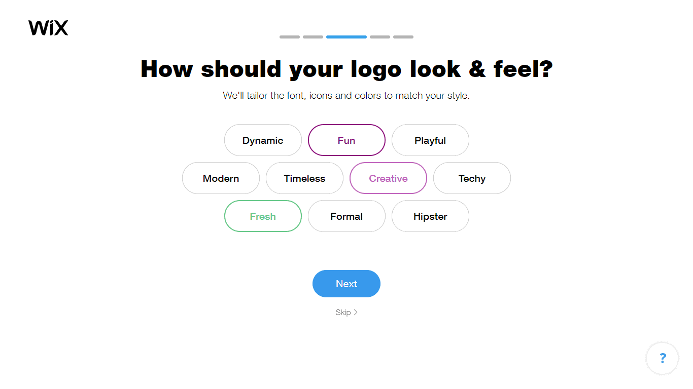 Wix Logo Maker screenshot - look & feel