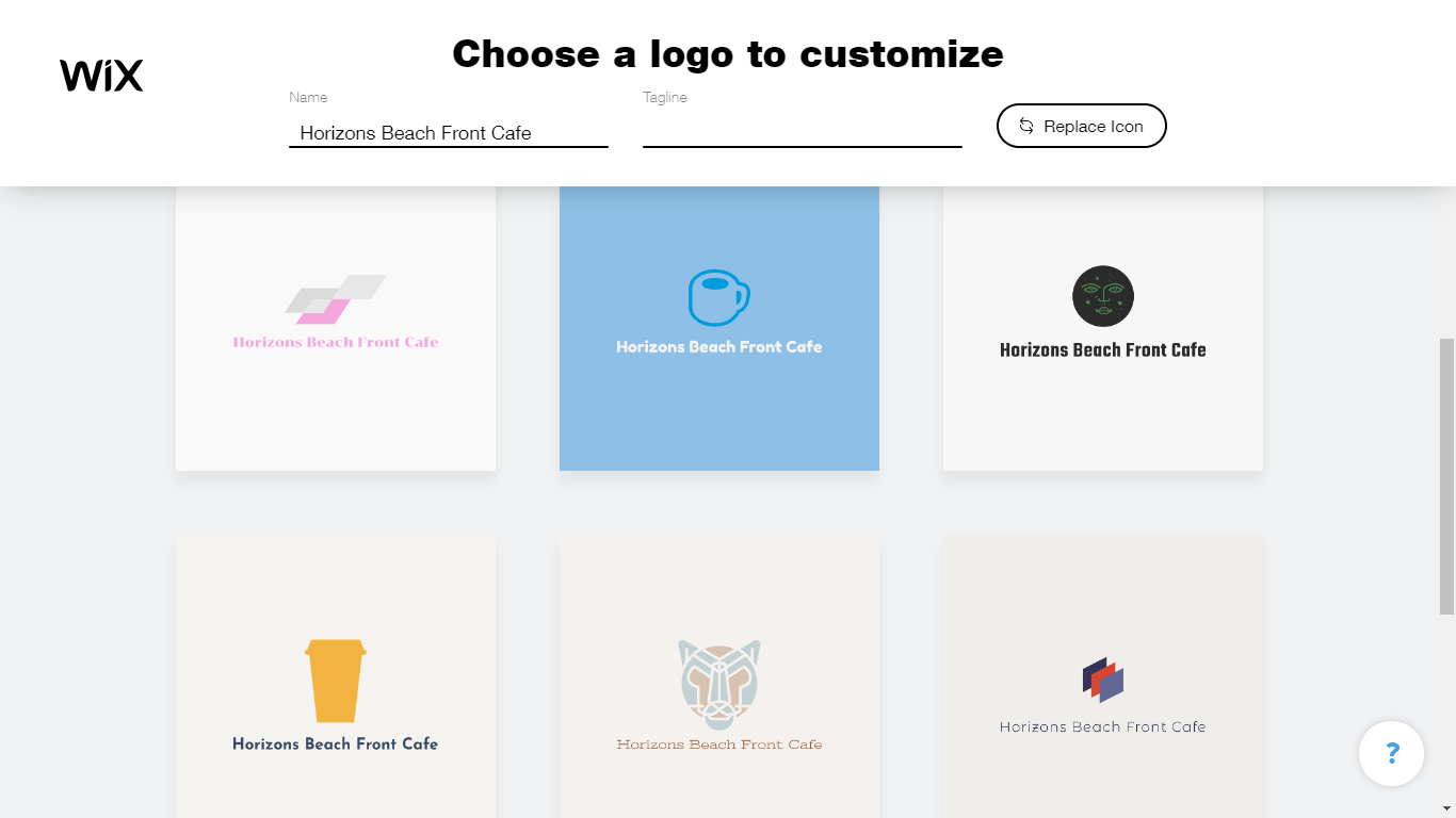 Wix Logo Maker screenshot - logo suggestions