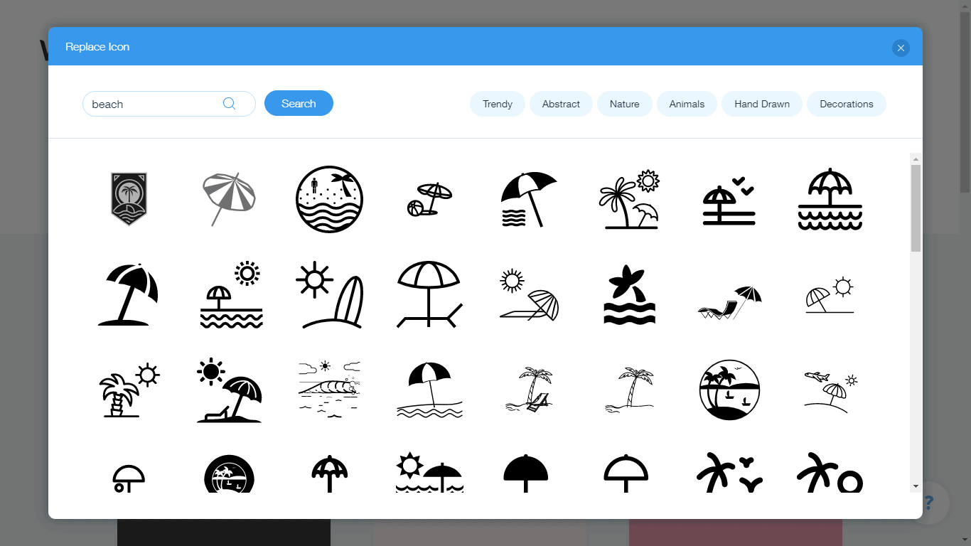 Wix Logo Maker screenshot - beach icons