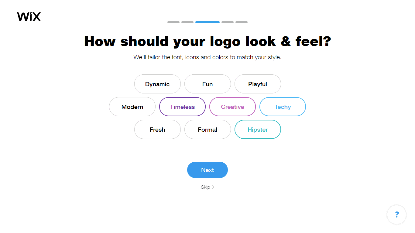 Wix Logo Maker screenshot - look & feel