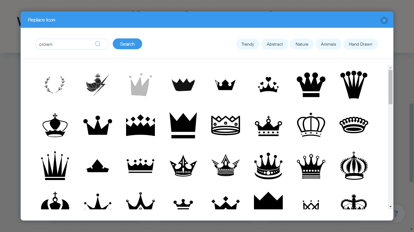 Wix Logo Maker screenshot - crown icons