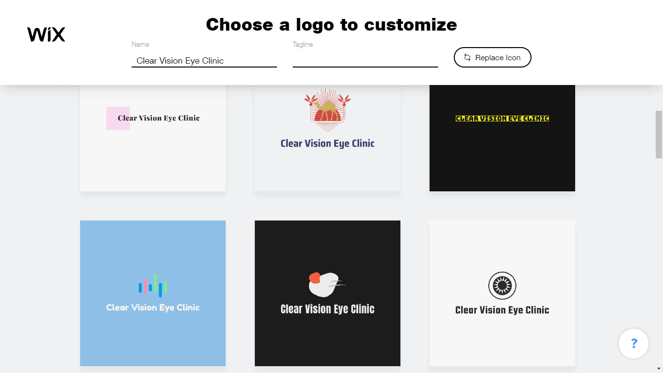 Wix Logo Maker screenshot - logo suggestions