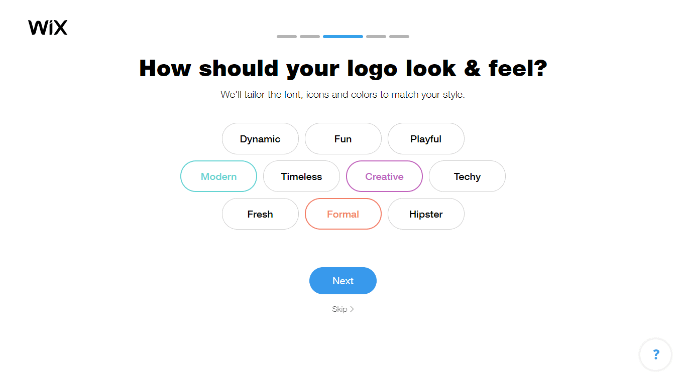 Wix Logo Maker screenshot - look & feel