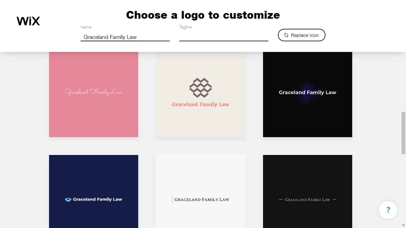 Wix Logo Maker screenshot - logo suggestions