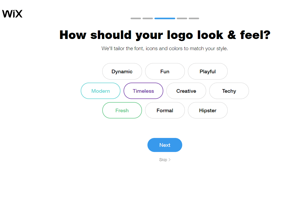 Wix Logo Maker screenshot - look & feel