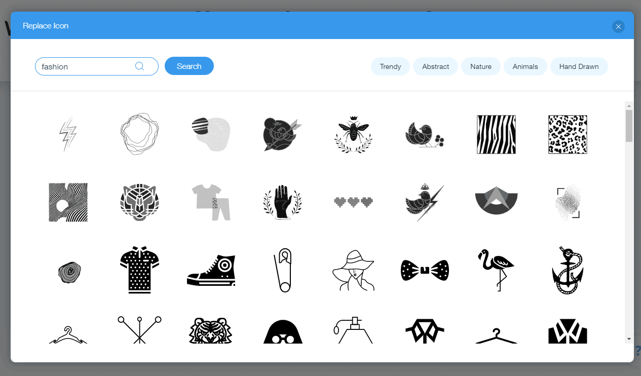 Wix Logo Maker screenshot - Fashion icons