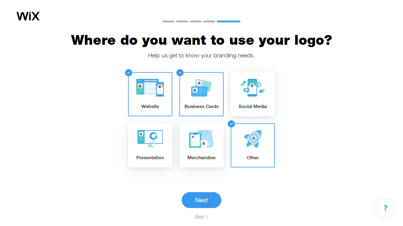 Wix Logo Maker screenshot - branding needs