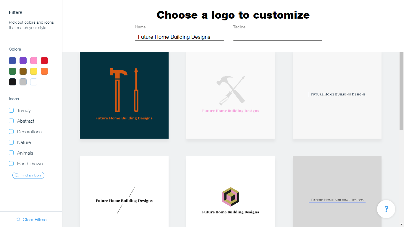 Wix Logo Maker screenshot - logo suggestions