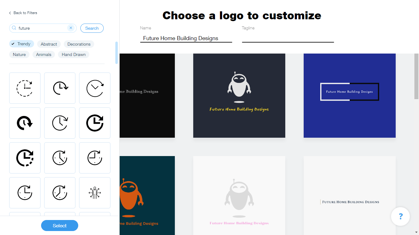 Wix Logo Maker screenshot - future icons