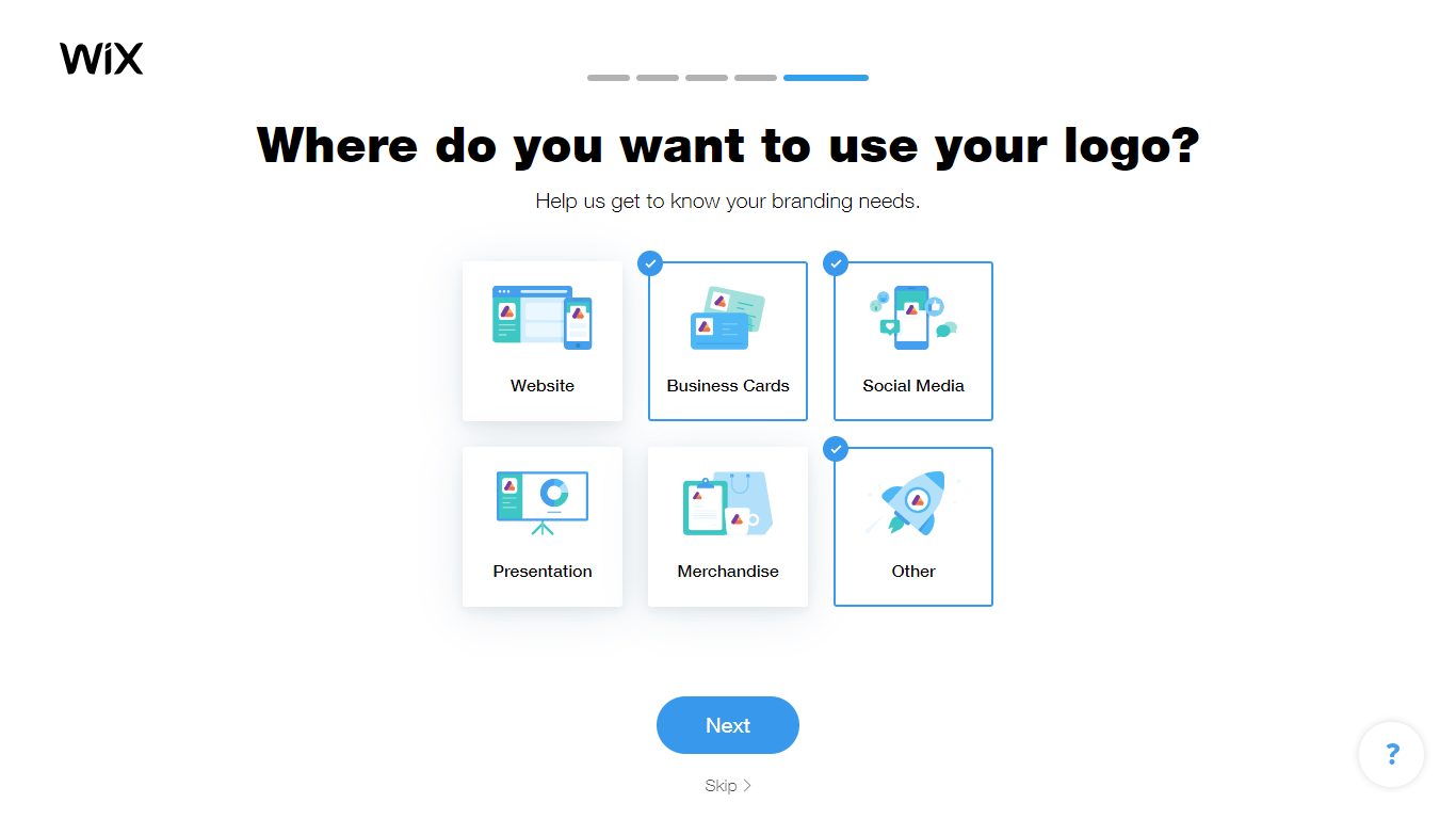 Wix Logo Maker screenshot - branding needs