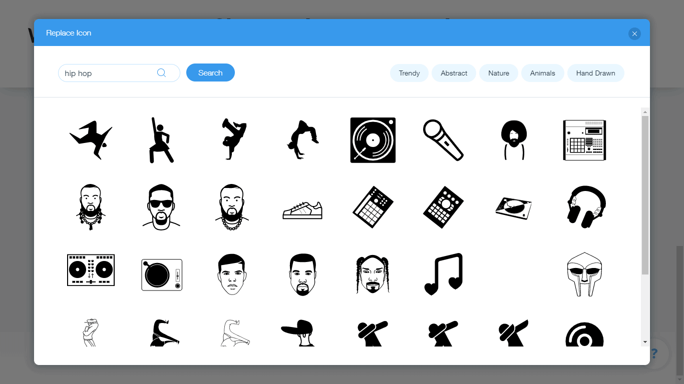 Wix Logo Maker screenshot - hip hop icons