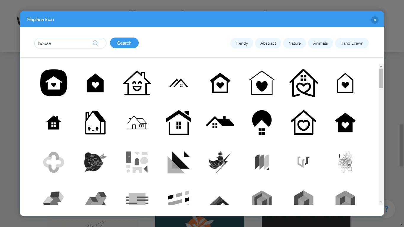 Wix Logo Maker screenshot - house icons