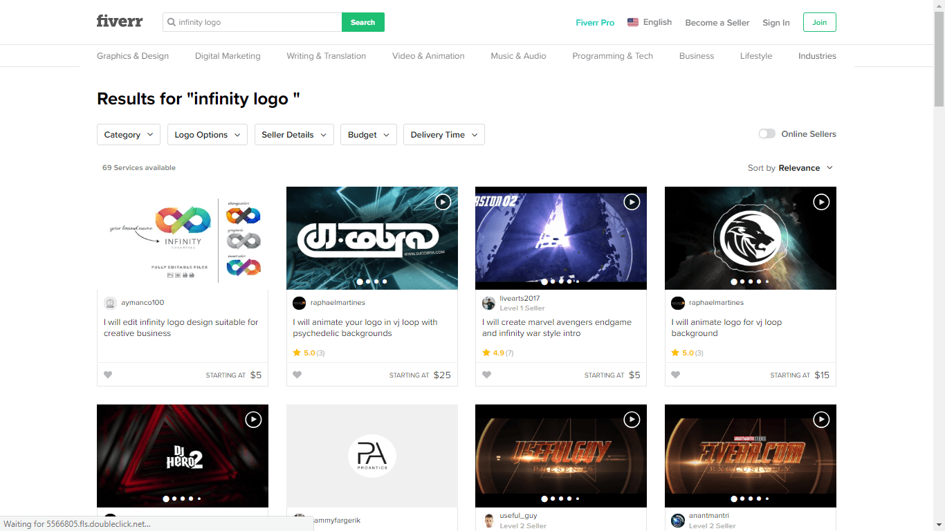 Fiverr screenshot - infinity logo designers