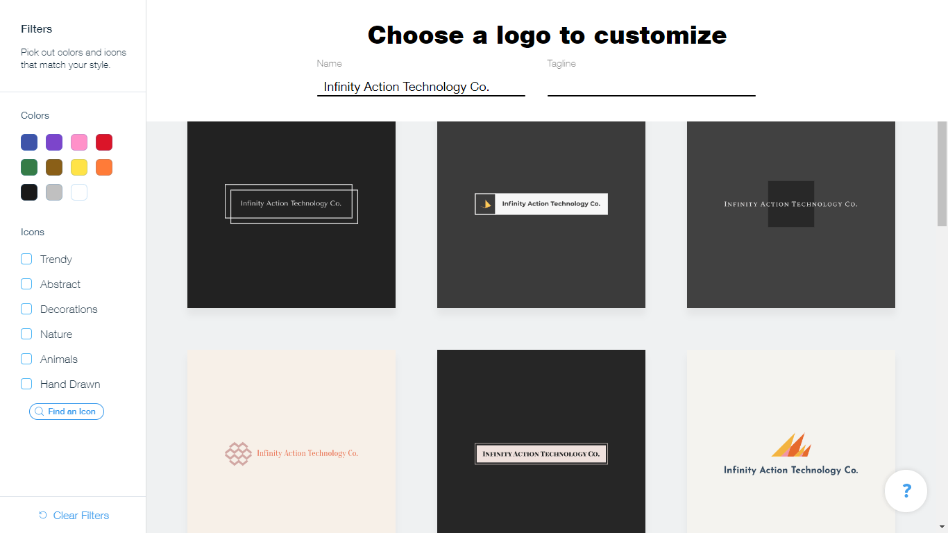 Wix Logo Maker screenshot - logo suggestions