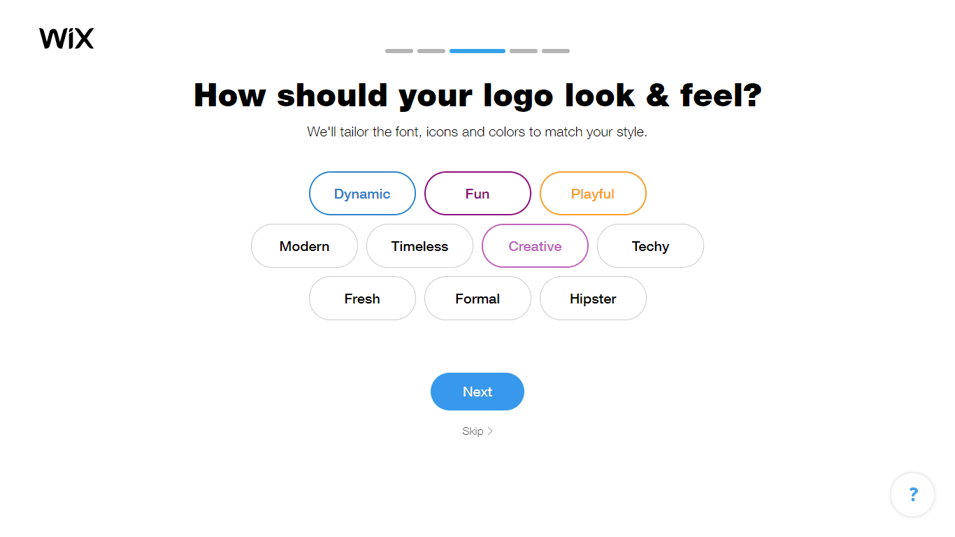 Wix Logo Maker screenshot - look & feel