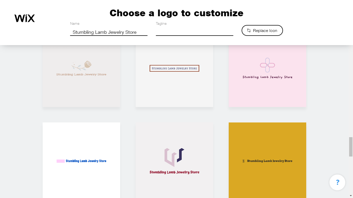 Wix Logo Maker screenshot - logo suggestions