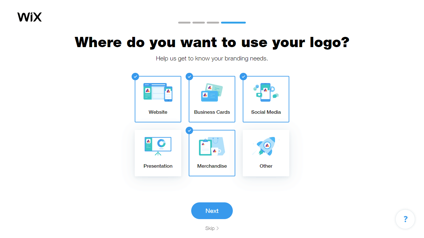 Wix Logo Maker screenshot - branding needs