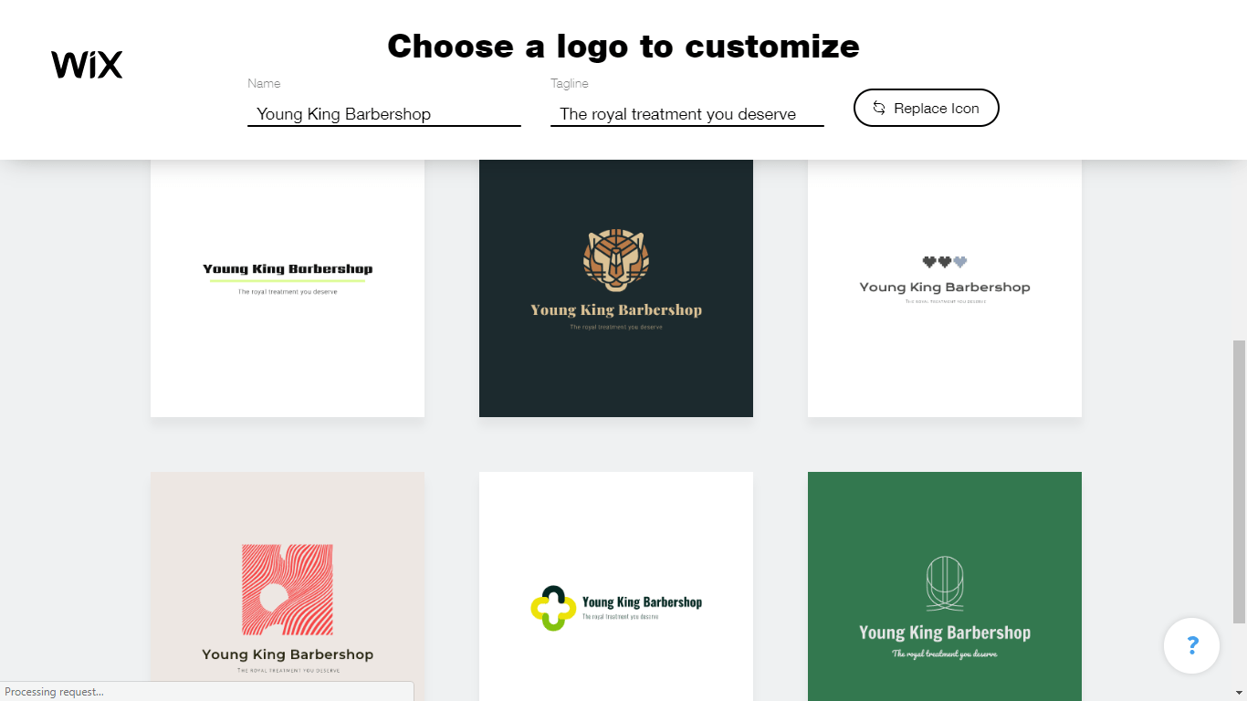 Wix Logo Maker screenshot - Logo options