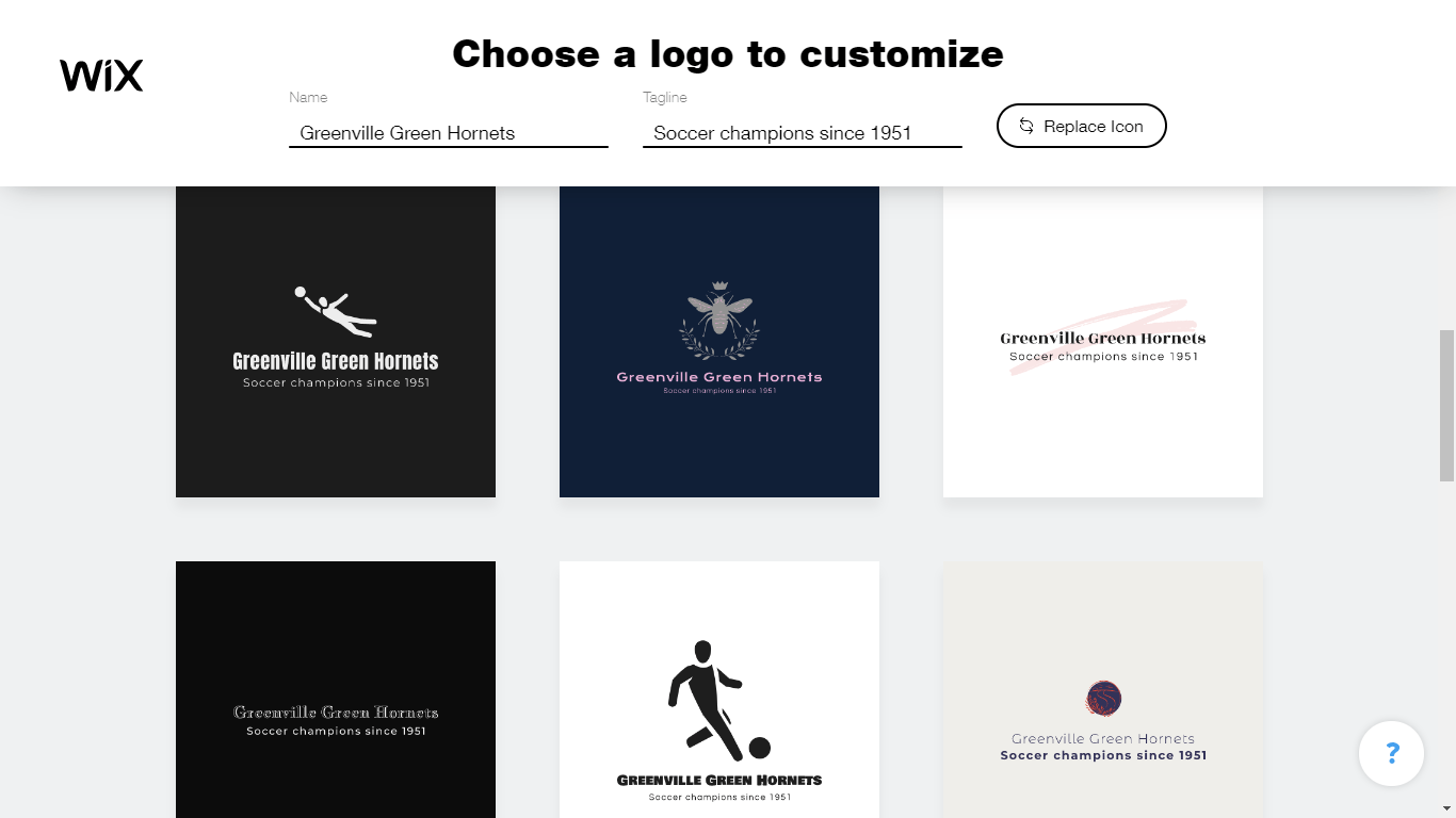 Wix Logo Maker screenshot - Suggested logos