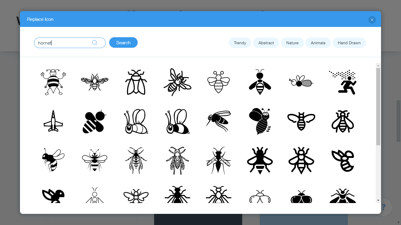 Wix Logo Maker screenshot - hornet icons