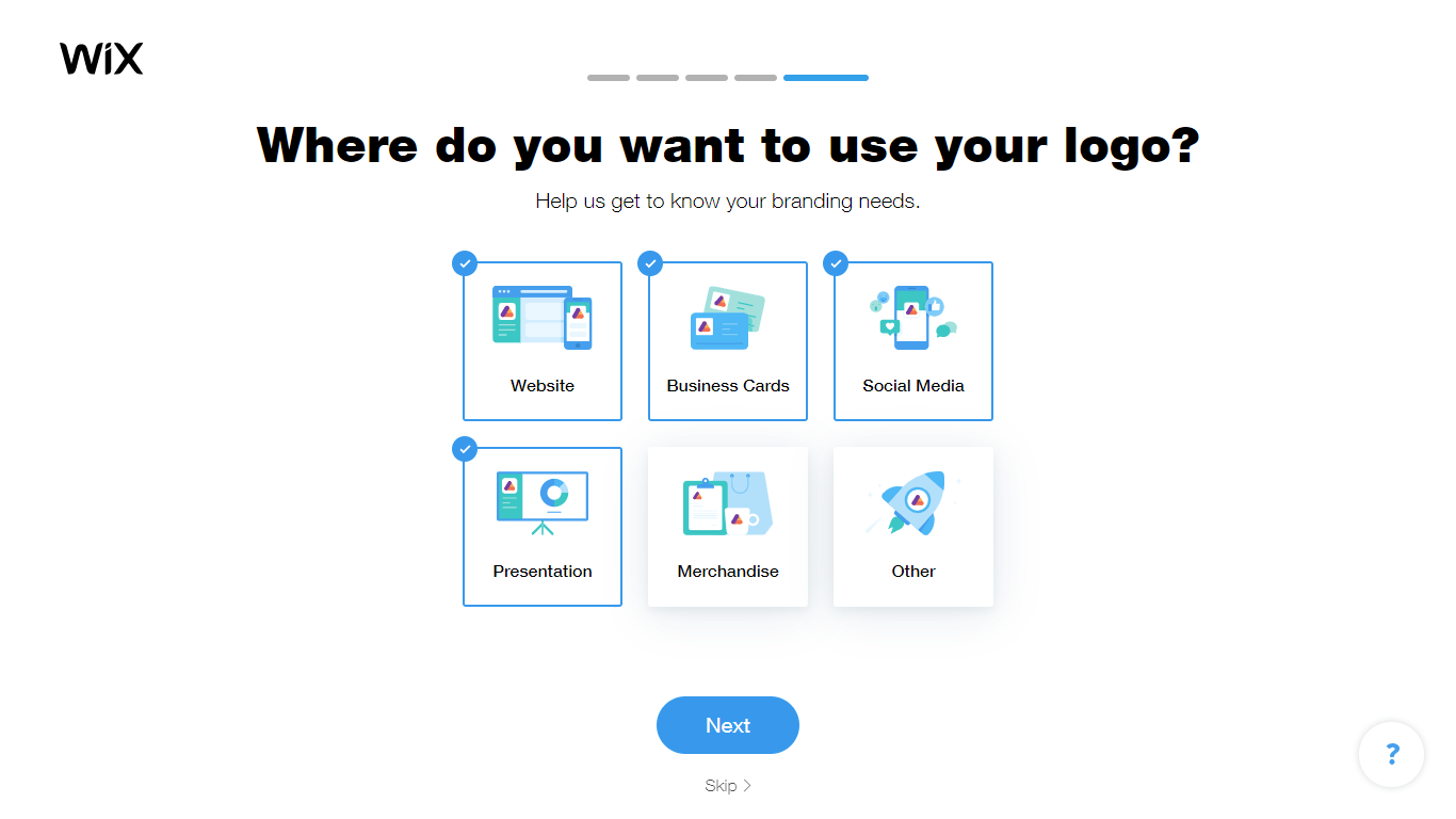 Wix Logo Maker screenshot - branding needs