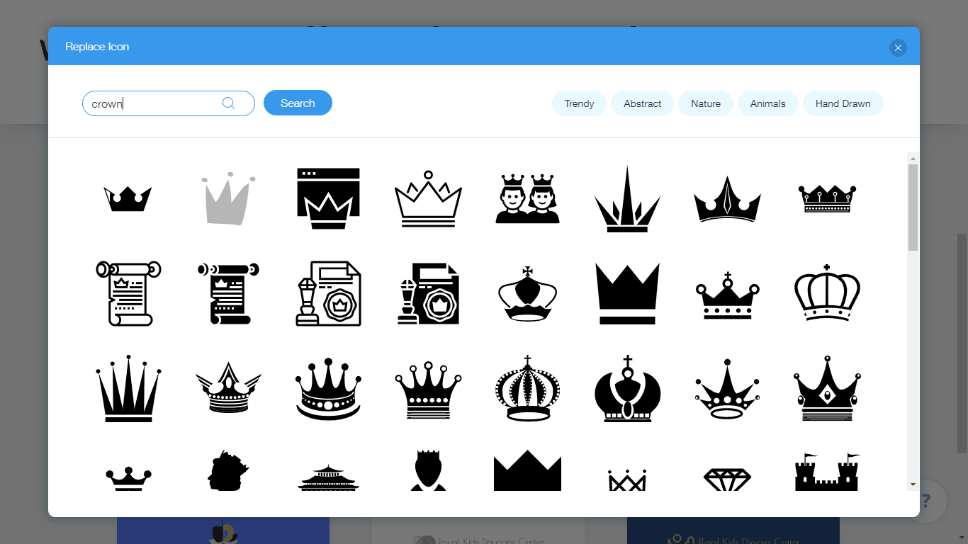 Wix Logo Maker screenshot - crown icons